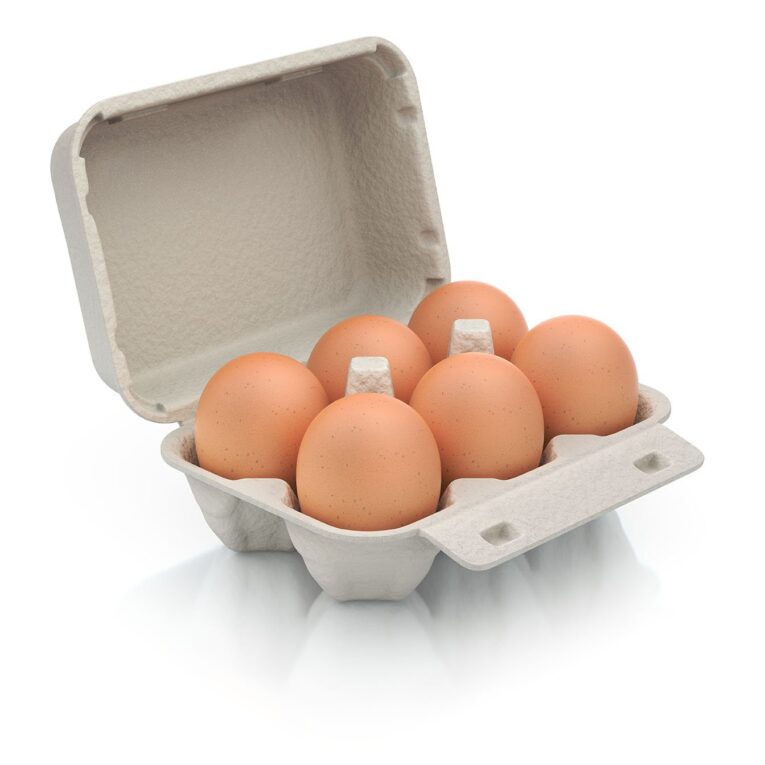 Six eggs in a carton package